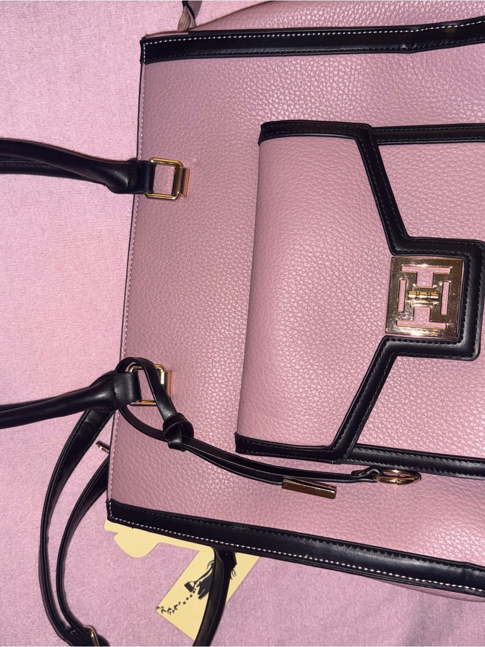 Women's Pink Crossbody Bag with Black Trim